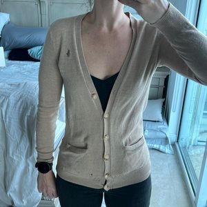 Ralph Lauren size small tan 100% wool cardigan